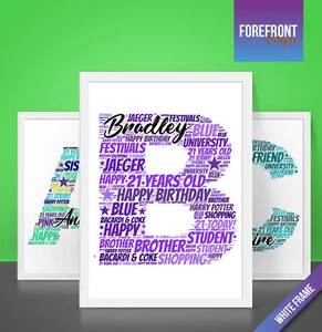 Personalised WORD ART initial print - perfect birthday/keepsake gift A4/A3 - Picture 1 of 2