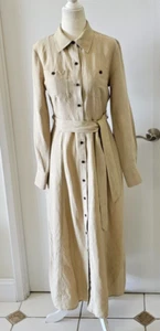 Whistles Estella Beige Buttoned Shirt Maxi Dress Size 4 - Picture 1 of 14