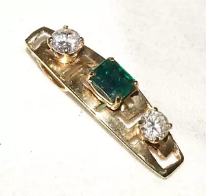 Ciondolo vintage oro giallo 14k motivo greco con 1x smeraldo e 2x Cz (GoB) #30 - Foto 1 di 18