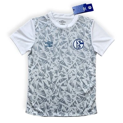 Schalke 04 Kinder Trikot Gr. YS 134 Warm Up Shirt S04 Umbro Shirt Kids weiß - Bild 1 von 3
