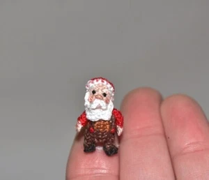 Hecho a mano miniatura roble artista oso Santa Claus muñeca juguete regalo de Navidad 1" - Imagen 1 de 7