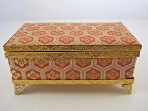 Caja de música asiática con tapa con bisagras de tela con bordes dorados rojos con bordes "Prince" - Imagen 1 de 12