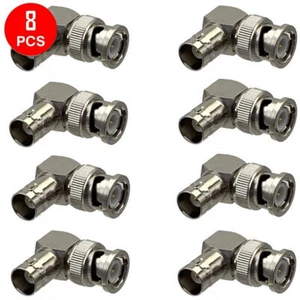 8 Pcs BNC Male to Female Right Angle 90° Coax RF Adapter Connector CCTV Camera - Picture 1 of 1