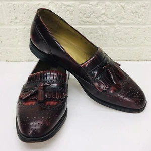 Johnston & Murphy J MURPHY Wingtip Burgundy Kiltie Tassel Loafers Sz 8 M • VGUC‼ - Picture 1 of 9