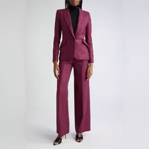 L’agence Libby Houndstooth Wool Blend Trousers Size 12 Pink Black Women’s - Picture 1 of 16