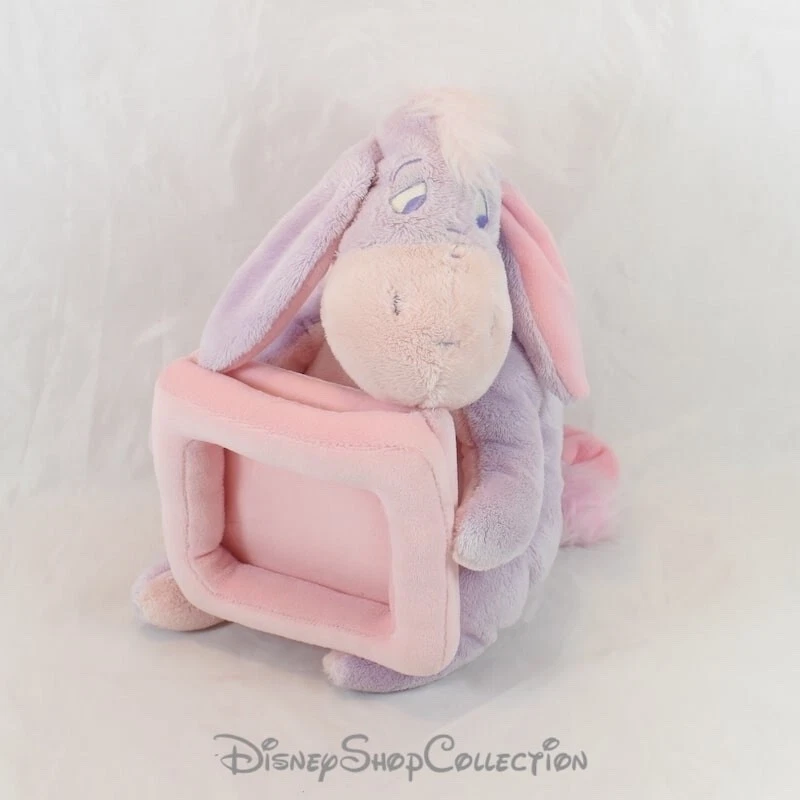 Peluche cadre photo âne Bourriquet DISNEY STORE Winnie l'ourson rose violet - Photo 1/1