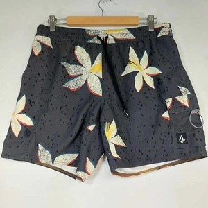 Volcom Medium Swim Shorts Grey White Flower Print - Picture 1 of 8