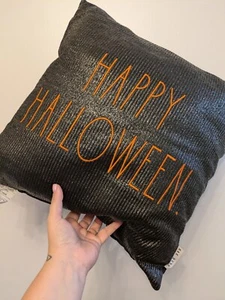 RAE DUNN Happy Halloween Embroidered 20in x 20in Throw Pillow Black - Picture 1 of 10