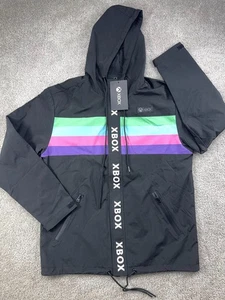 XBOX Windbreaker Jacket M Full Zip Black Color Block Zip Pockets Rainbow NWT - Picture 1 of 10