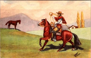 Gauchos Cowboys Argentina horses vintage postcard D760 - Picture 1 of 2