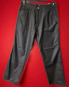 Lotto 53 pantaloni Levi's vintage uomo 33x30 nero poliestere pelle look anni 90-00 - Foto 1 di 9