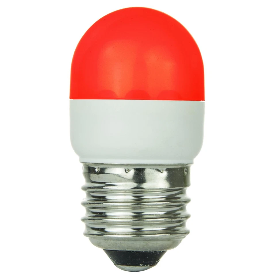 SUNLITE Red LED 0.5w Tubular T10 Medium Screw In Base Light Bulb - Image 1 of 1