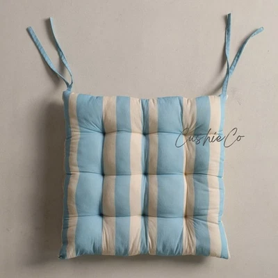 Striped Cotton Chair Pad Cushion with Ties Stylish Comfort for Your Home Seatpad - Image 1 of 4