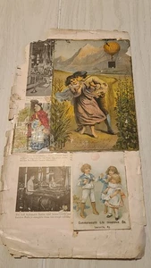 Antique Single Scrapbook Page 7 Trade Cards 15x8 Double Sided  - Picture 1 of 9