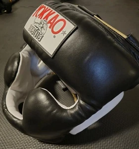 YOKKAO Kopfschutz - Helm - Leder - Schwarz - Gr. XL - Muay Thai / Kickboxen - - Bild 1 von 7