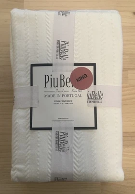 Cobertor de algodón blanco PiuBelle Portugal KING talla 104" x 94" - patrón Chevron Foto 1 de 3