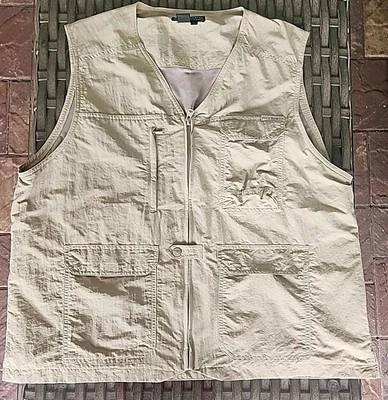 Chaleco de viaje al aire libre Royal Robbins talla XL beige tostado utilitario pesca cremallera para hombre Foto 1 de 4