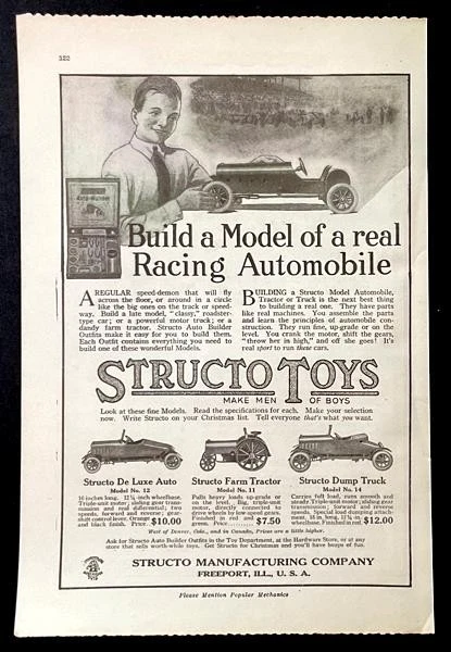 1919 Structo Toys AD *Construye un modelo de un automóvil de carreras real* Modelo 8~11~12++ Foto 1 de 1