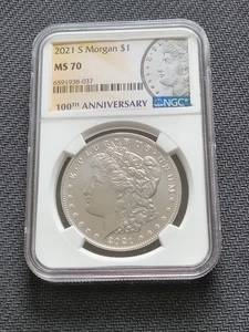 RARE DENVER PERFECT  100th Anniversary Morgan Silver Dollar Coin NGC MS70 2021-D - Picture 1 of 6