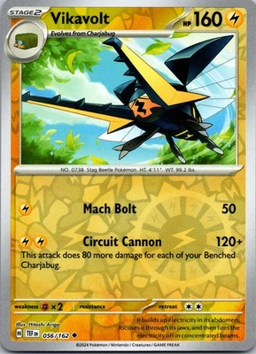 Vikavolt Reverse Holo Uncommon SV05: Temporal Forces 056/162 NM - Image 1 of 2