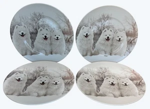 4 Hobby Lobby 2021 Robert Stanley Christmas Samoyed Winter White Dinner Plates - Picture 1 of 8