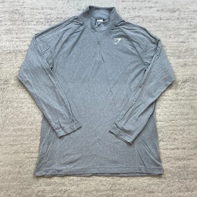 Camisa Pullover Gymshark Vital Sin Costuras 1/4 Cremallera Extra Grande Gris Gimnasio Entrenamiento Para Hombres Foto 1 de 4