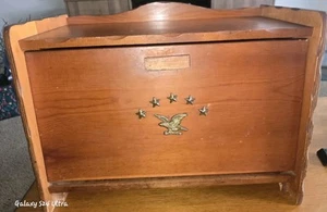 Vintage Wooden Bread Box Eagle And Stars Bicentennial ๐ - Picture 1 of 9