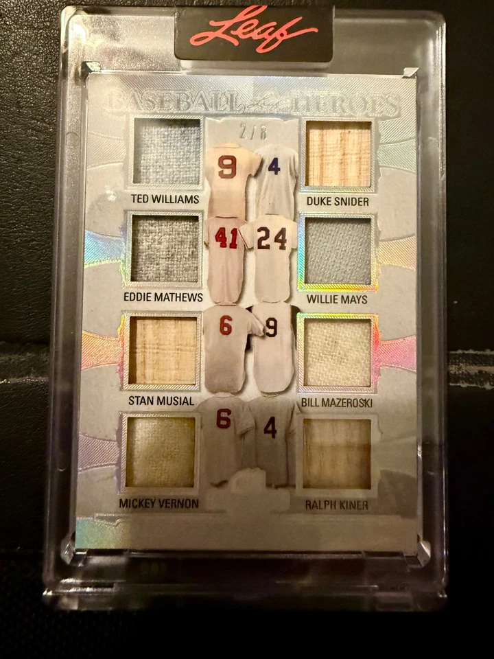 2025 Leaf Spectacular TED WILLIAMS WILLIE MAYS MUSIAL MATHEWS ++ Bat Jersey /8 - Image 1 of 1