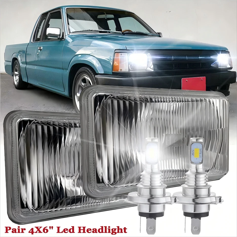 For Mazda B2000 B2200 B2600 RX-7 GLC Pickup 2pcs 7x6" Led Headlights Hi/Low Beam - Image 1 of 4