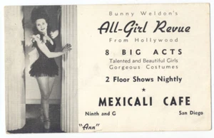 ALL-GIRL REVIEW Ann Corio at Bunny Weldon MEXICALI CAFE San Diego CA 1940s RARE - Picture 1 of 2