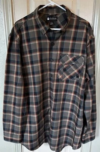 Alaskan Hardware Mens XL Tall Brown Plaid Long Sleeve Full Button Shirt  - Picture 1 of 4