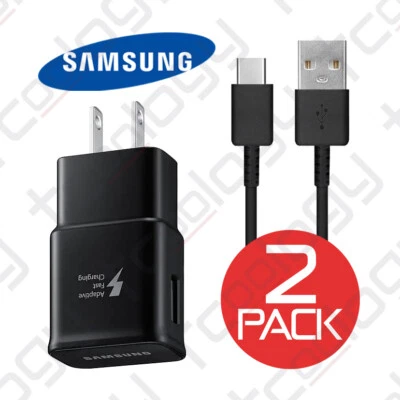 2x Original Samsung Galaxy S10 / Plus Note 8/9 Fast Charge Adapter & USB-C Cable - Image 1 of 4