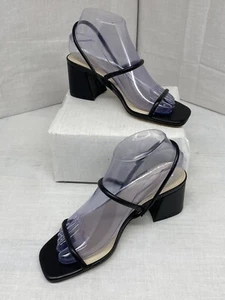 Marc Fisher Black Galvin Ankle Strap Block Heel Sandals Womens Size 7 - Picture 1 of 7