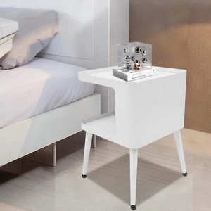 Modern Side Table, Metal Table with Open Storage, Bedside Table for Small Space - Picture 1 of 16