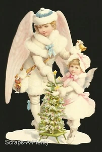 German Embossed Vintage Style Scrap Die Cut - Large Christmas Angels BK5171 - Picture 1 of 1