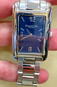Kenneth Cole Wrist Watch Analog Blue Face Stainless Case & Band C12-03 KC3303
