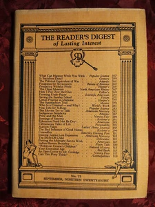 Readers Digest September 1928 E. E. Free Will Durant Zona Gale Aldous Huxley - Picture 1 of 1