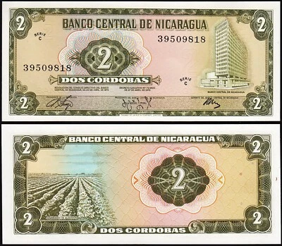 Nicaragua 2 Córdobas 1972, UNC, P-121 Foto 1 de 3