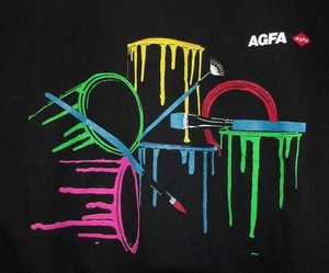 1991 HANES 50/50 AGFA w/PAINT CANS BRUSHES DESIGN BLACK T-SHIRT SZ 2XL 50" 35"L - Picture 1 of 11