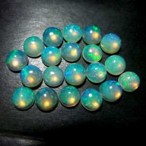 5 MM Natural Top Multi Fire Ethiopian Welo Opal Round Cabochon 21 Piece Lot