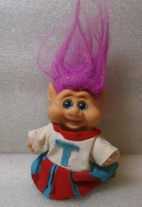 Vintage Original 1992 ITB 3 1/2"" Troll Doll Purple Hair Blue Eyes cheerleader - Picture 1 of 7