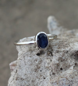 Natural Blue Sapphire Handmade Ring Engagement 925Sterling Silver All Sz 5 to 15