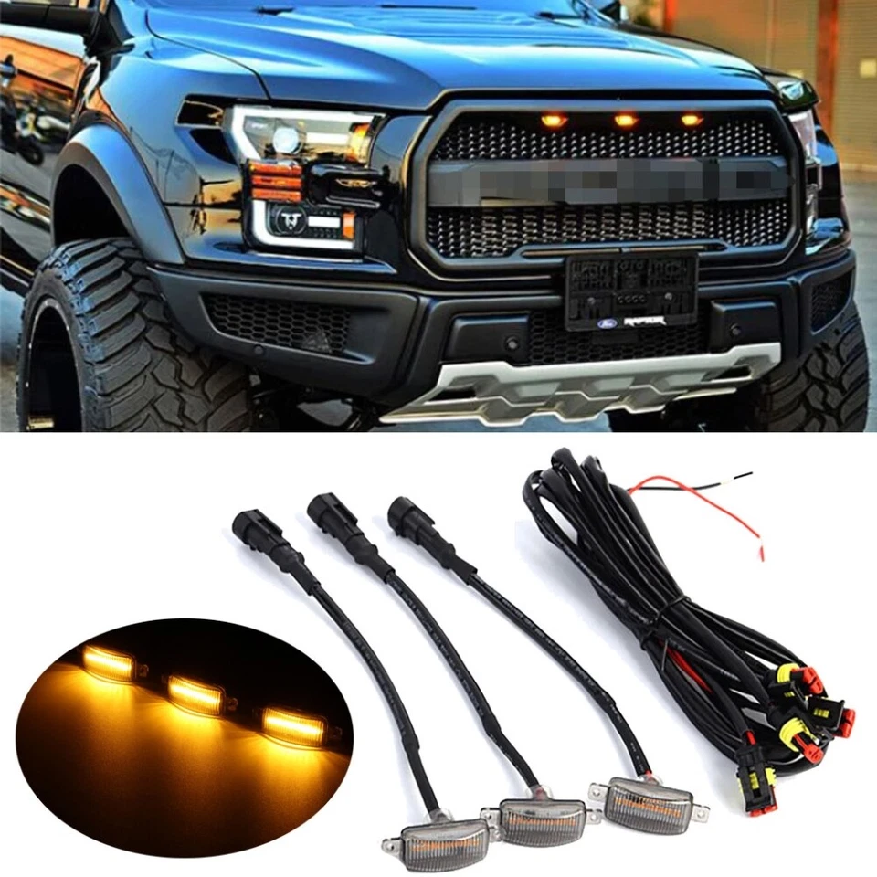 Para Ford F-150 F-250 Super Duty Raptor Rejilla Ámbar LED Marcador Luz Pod Foto 1 de 4