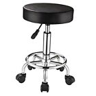 Adjustable Stool with Wheels Round Rolling Stool for Spa Salon Massage Black