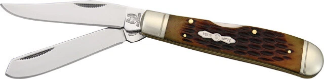 Rough Rider Lockback Trapper Knife RR1069 Amber jigged bone handles. 3 7/8" clos - Image 1 of 1