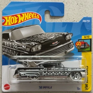 Hot Wheels 58 CHEVY IMPALA Treasure Hunt Short Card with Protector Calavera - Picture 1 of 3