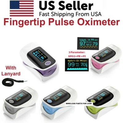Finger Pulse Oximeter Blood Oxygen SpO2 Monitor PR PI Respiratory Rate CE - Image 1 of 4