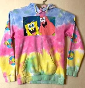 Nickelodeon Hoodie Spongebob & Patrick Mens Sweatshirt Lightweight Small Tie dye - Picture 1 of 11