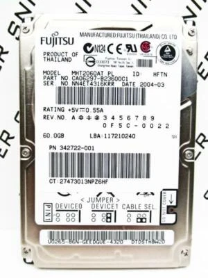 Fujitsu 60GB MHT2060AT IDE CA06297-B23600C1 Laptop Hard Drive - WIPED & TESTED! - Image 1 of 4