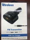 Just Wireless FM Transmittr (3.5mm) with 2.4A/12W 2-Port USB Car Charger - Black